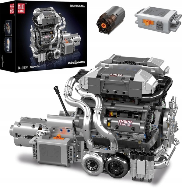 KLOCKI MOULD KING 10201 SILNIK BUGATTI W16 ENGINE &amp; GERABOX | 2024 EL.