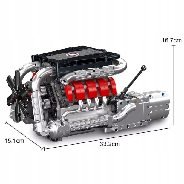 KLOCKI MOULD KING 10203 SILNIK MERCEDES-BENZ V8 ENGINE &amp; GEARBOX | 1169 EL.