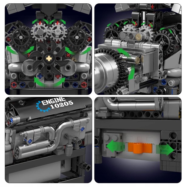 KLOCKI MOULD KING 10205 SILNIK ROLLS-ROYCE V12 ENGINE | 733 EL.