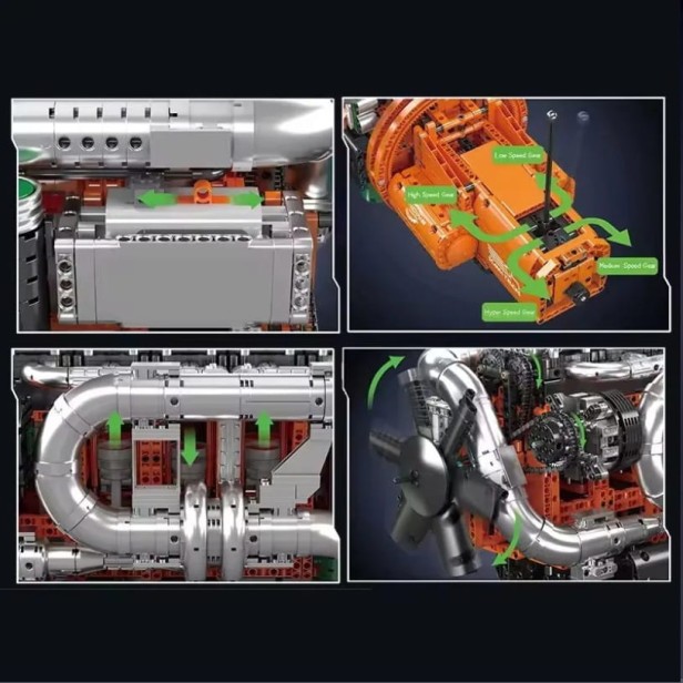 KLOCKI MOULD KING 10200 SILNIK RZĘDOWY CIĘŻARÓWKA TIR &amp; GEARBOX | 3236 EL.