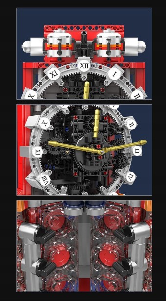 Klocki Mould King 10187 Zegar Mechaniczny Cyberpunk Clock | 1601 el.