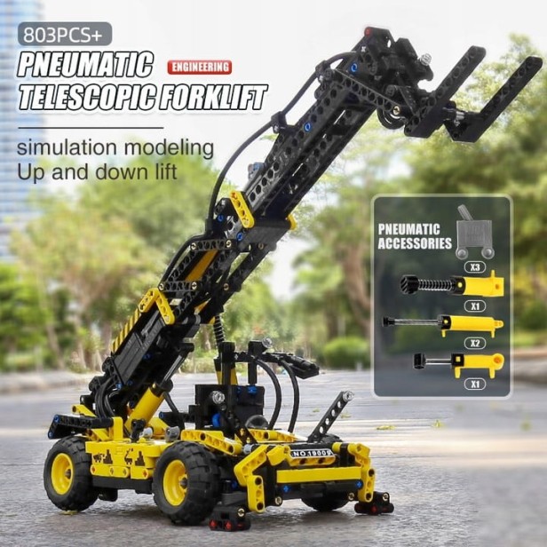 MOULD KING 19009 PODNOŚNIK PNEUMATIC TELESCOPIC FORKLIFT | 803 EL.